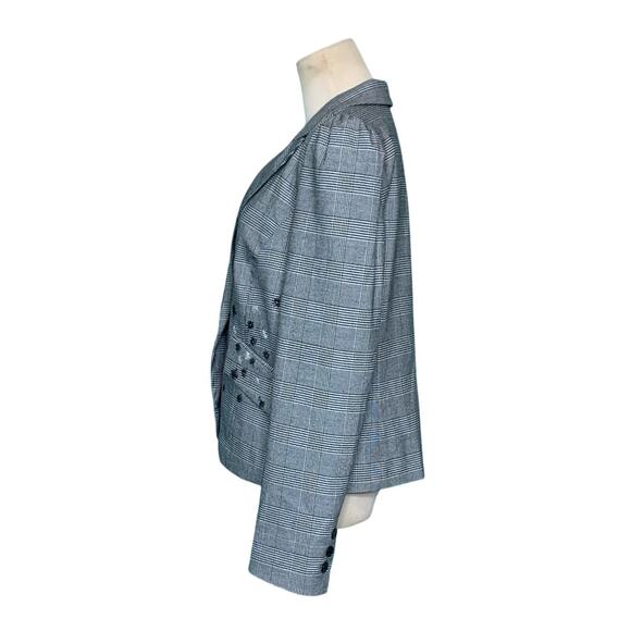 CeCe gray plaid embroidered floral one button blazer size 12 - Picture 6 of 13